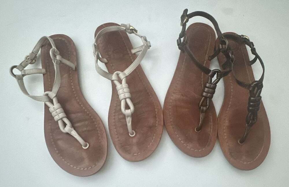 Coach Leather T-Strap Flat Sandals